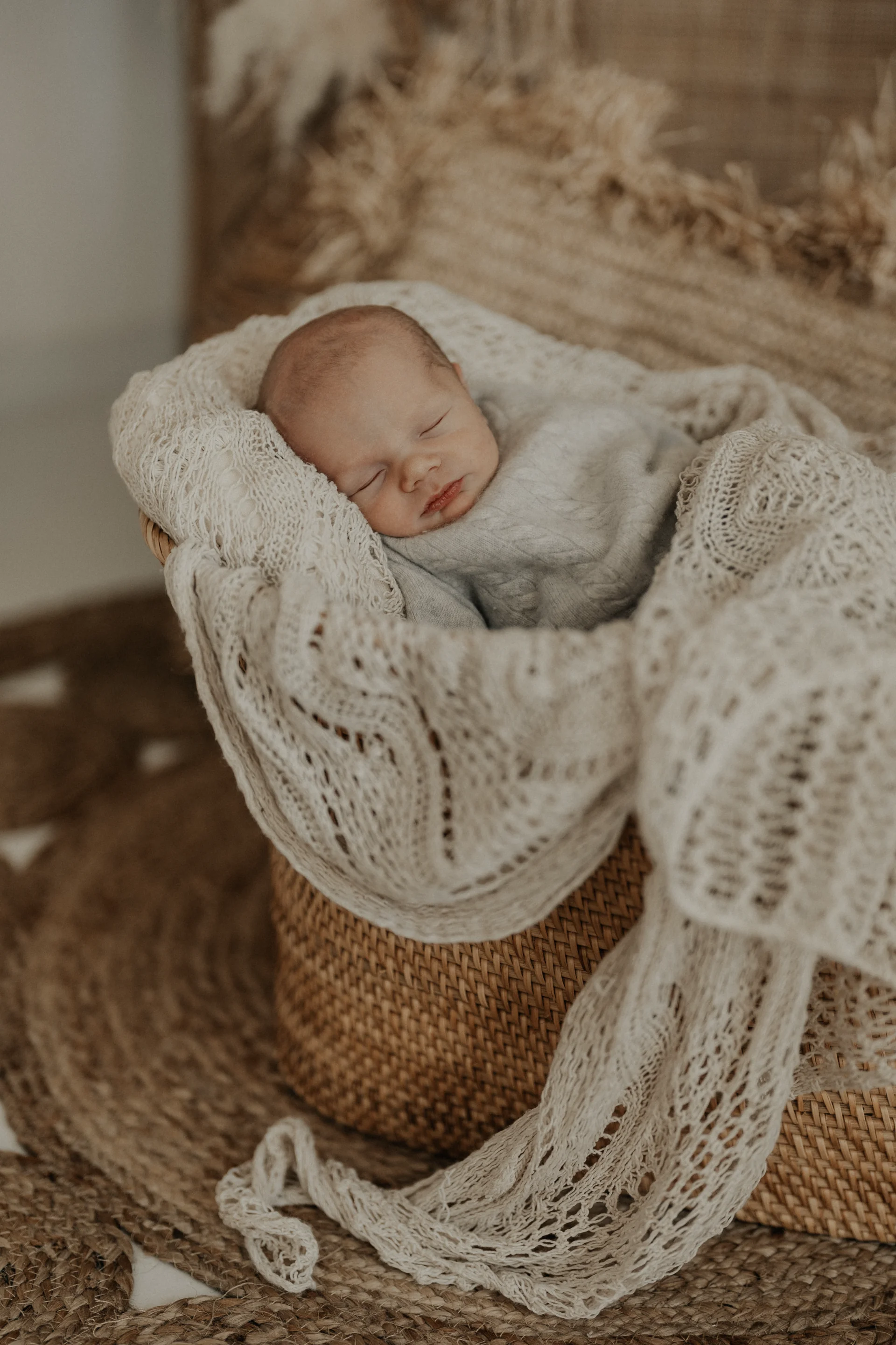 Neugeborenenfotografie, Baby im Korb